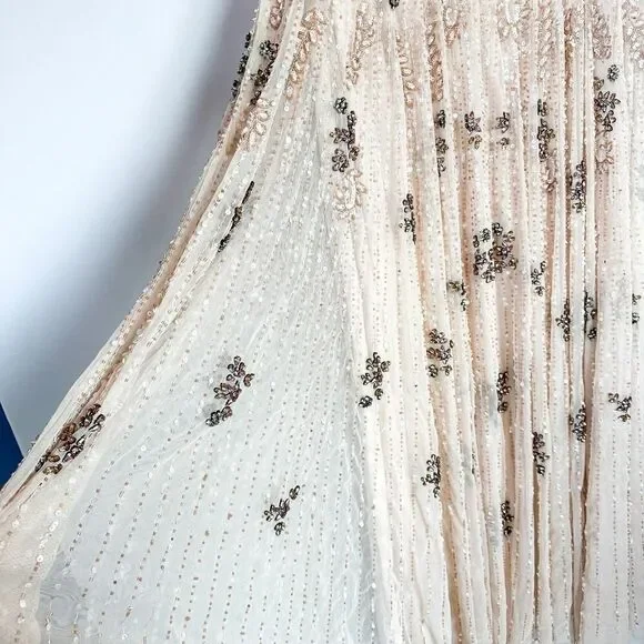 Mac Duggal Embellished Blush Pink Wrap Over Sleeve A-line Gown Dress Size 12 - Picture 5 of 16